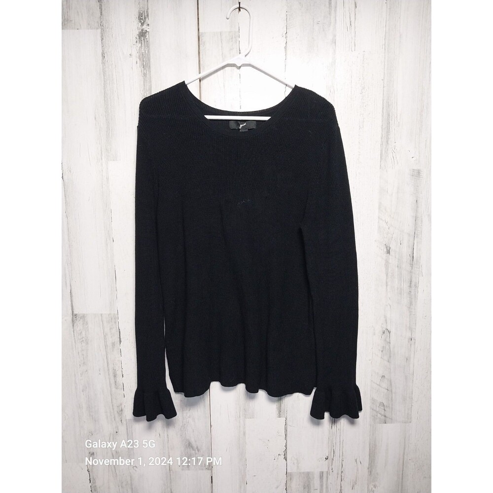 GNW Women's Size Large Black Cotton Crew Neck Sweater